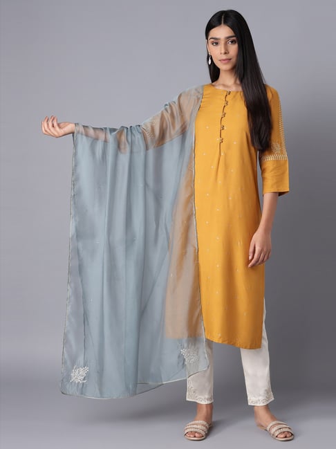 W Blue Embroidered Dupatta-picture-41