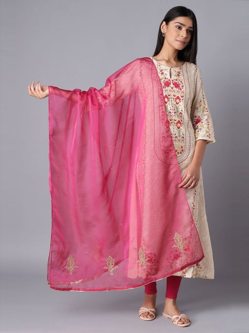 W Pink Embroidered Dupatta-picture-39