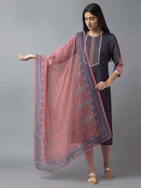 Wishful by W Peach Printed Dupatta