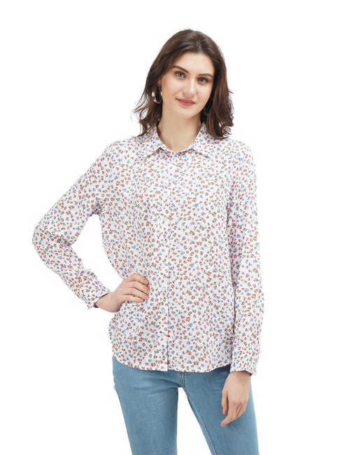 United Colors of Benetton White Printed Shirt Price in India