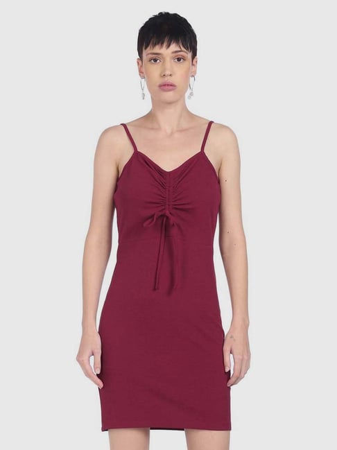 Sugr Red Regular fit A-Line Dress Price in India