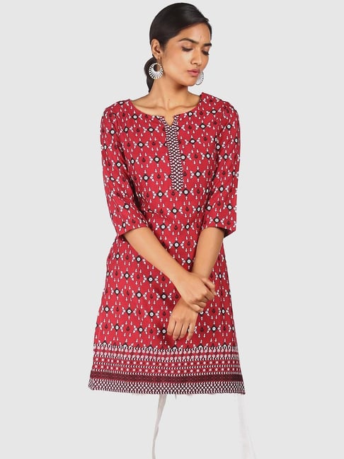 Karigari Red Printed Kurti