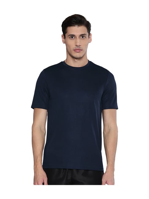 Alcis Blue Solid Short Sleeves T-Shirt