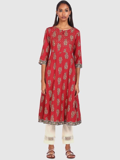 Karigari Red Printed Kurta