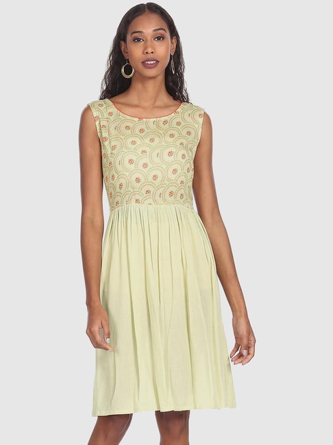 Karigari Light Green Printed Dress Price in India