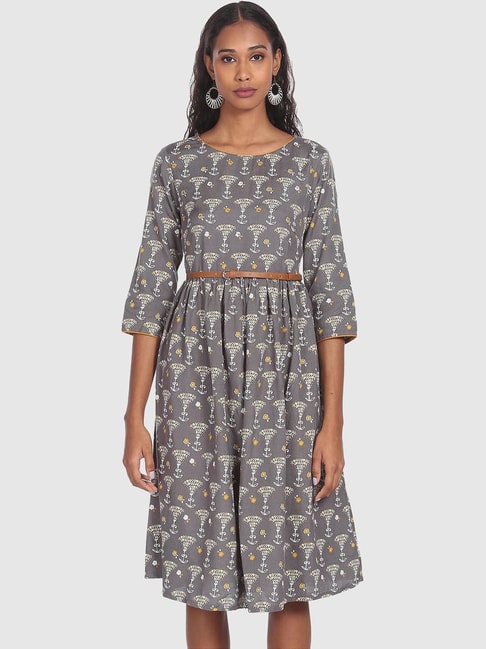Karigari Light Grey Printed Dress Price in India