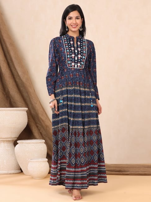 Buy Juniper Blue Embroidered Maxi Dress for Women Online @ Tata CLiQ