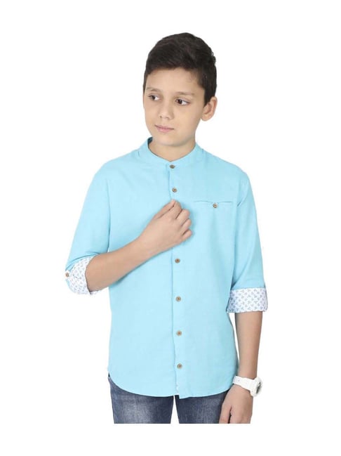 Buy Manet Kids Turquoise Regular Fit Shirt for Boys Clothing