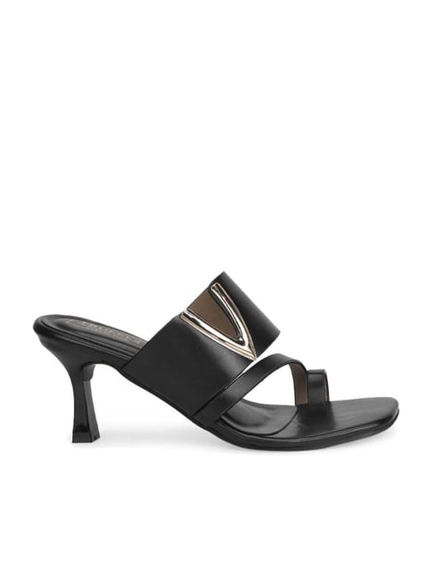 Truffle Collection Women's Black Toe Ring Stilettos