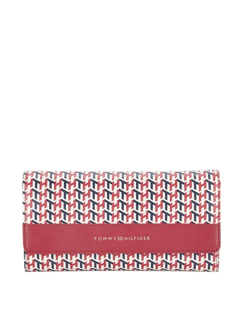 Tommy Hilfiger Tanzania Red Printed Tri-Fold Wallet for Women