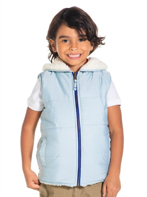 Cherry Crumble By Nitt Hyman Kids Blue & Off White Quilted Reversible Jacket