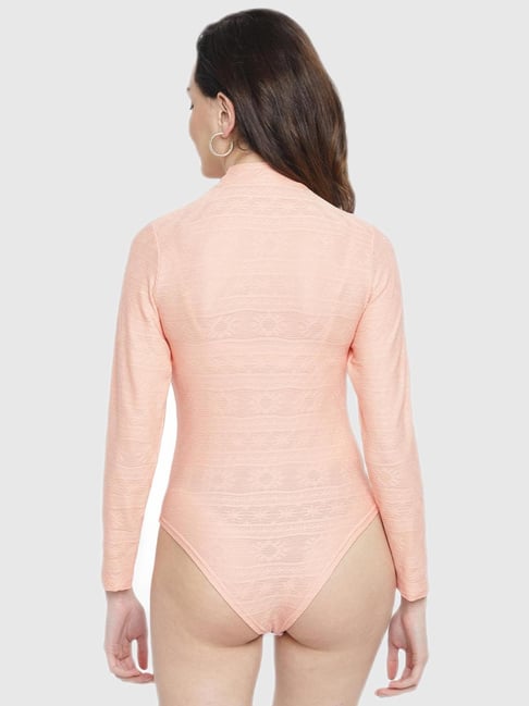 Buy La Intimo Peach Self Print Bodysuit for Women Online @ Tata CLiQ