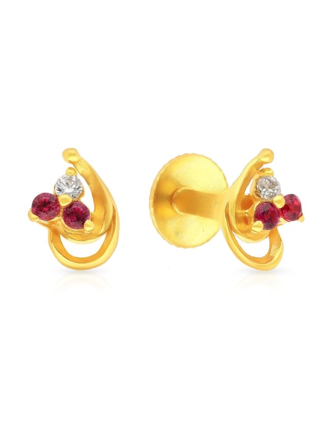 22K Gold Textured Curve Stud Earrings (2.75G) - Queen of Hearts Jewelry