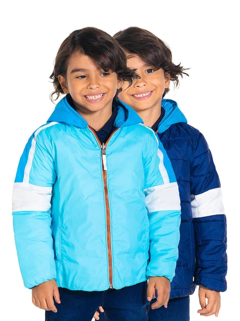 Cherry Crumble By Nitt Hyman Kids Blue Quilted Reversible Jacket