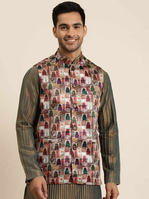 SOJANYA Multi Comfort Fit Printed Nehru Jacket