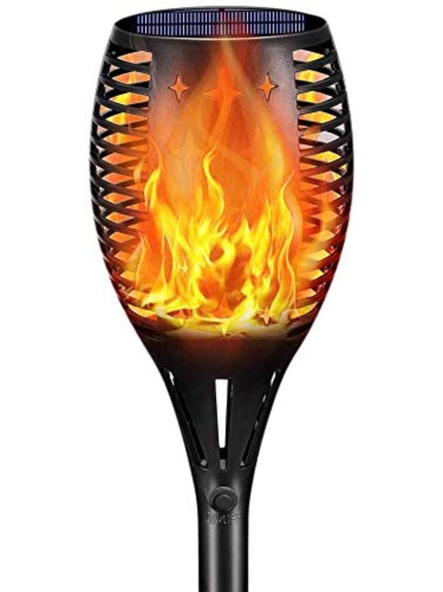 XERGY Solar Power Outdoor Waterproof Dancing Fire Mashaal Flame/Torch Lights (Black)