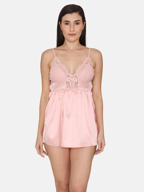 Buy Zivame Pink Lace Babydoll With Thong for Women Online Tata CLiQ