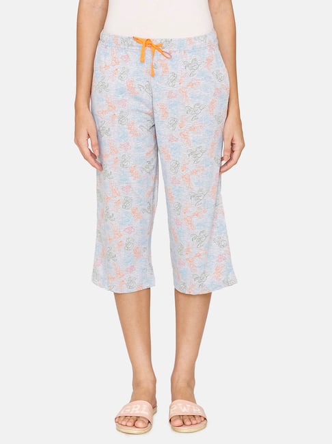 Kensie Floral Print Knit Elastic Waist Dot Mesh Ruffle Coordinating Capri  Sleep Pants  Dillards
