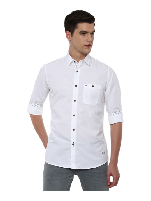 Buy Van Heusen White Cotton Slim Fit Shirt for Mens Online @ Tata CLiQ