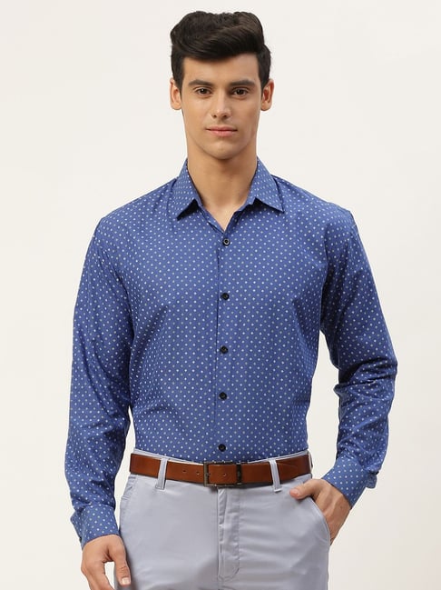 Sojanya Blue Cotton Regular Fit Printed Shirt-picture-37