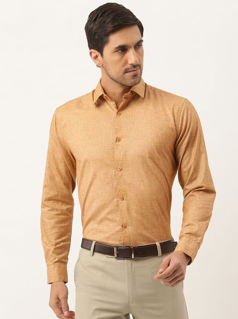 Sojanya Brown Cotton Linen Regular Fit Self Pattern Shirt-picture-39