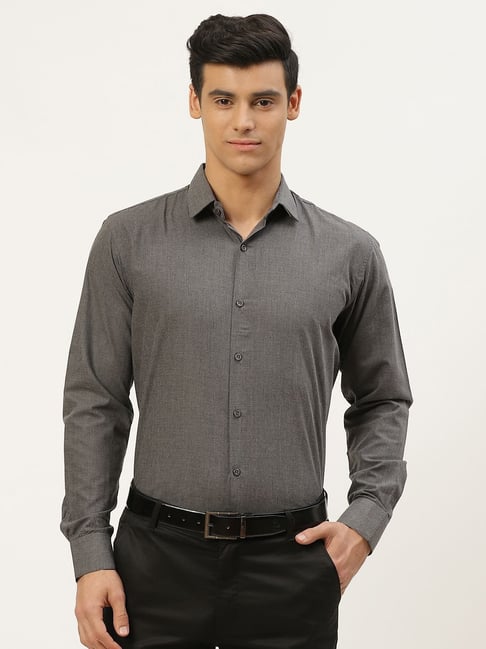 Sojanya Charcoal Cotton Regular Fit Self Pattern Shirt-picture-23