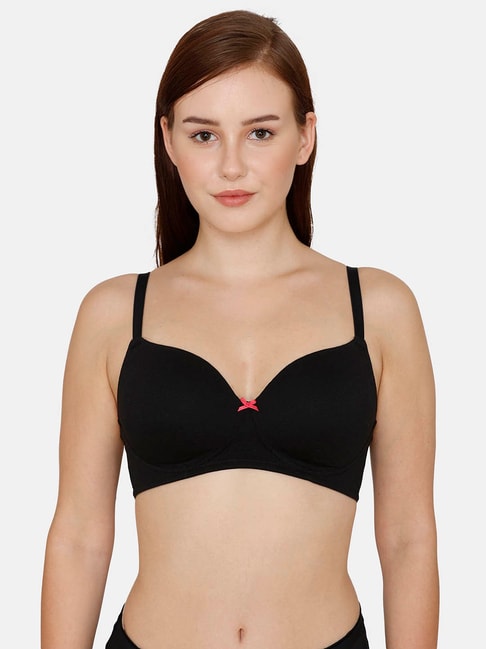 Zivame All That Lace Padded Wired Low Coverage Bra-Black