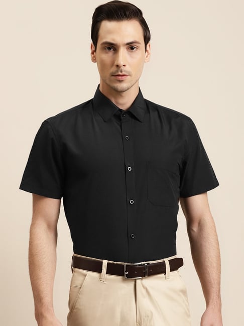 Sojanya Black Cotton Regular Fit Shirt-picture-36