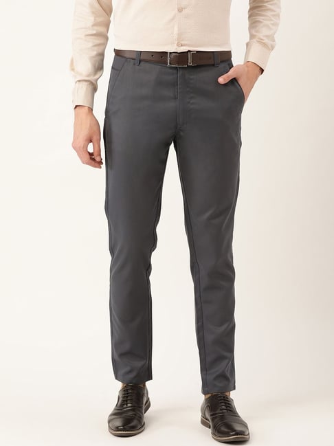 TRAIFO Slim Fit DarkGrey Formal Trouser for Men - Polyester Viscose Bottom Formal  Pants for Gents - Office