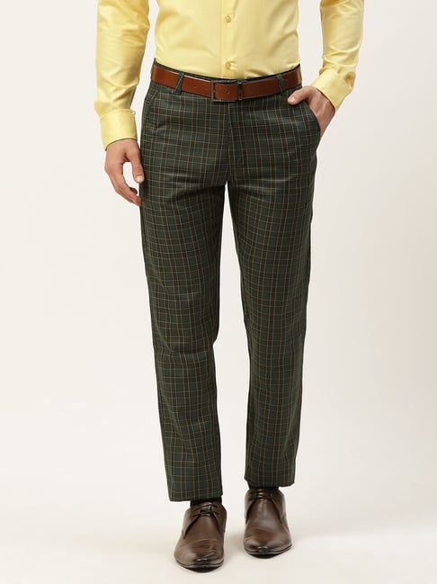 Buy United Colors Of Benetton Men Grey  Green Checked Slim Fit Trousers   Trousers for Men 315384  Myntra