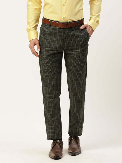 Ølaf Seersucker Trousers Green Check  Studio S Amsterdam