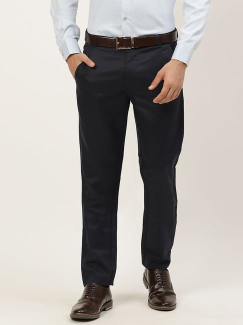 Grey Slim Fit Flat Front Trousers  Buy Grey Slim Fit Flat Front Trousers  online in India