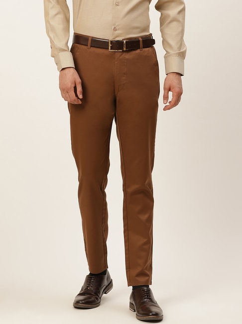 Buy Van Heusen Men Solid Slim Fit Formal Trouser - Brown Online at Low  Prices in India - Paytmmall.com