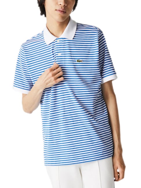 Lacoste Blue Striped Classic Fit Polo T-Shirt