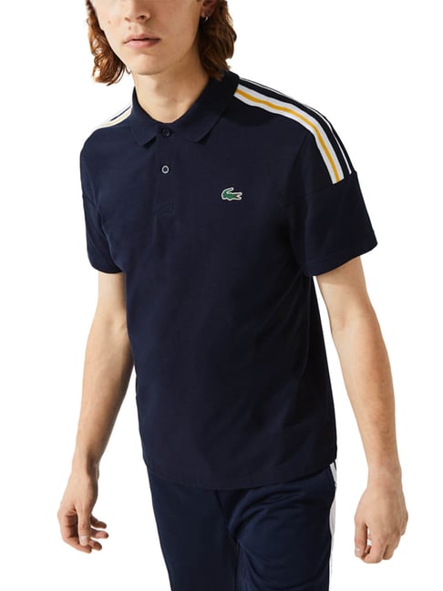 Lacoste Navy Stripes Regular Fit Polo T-Shirt