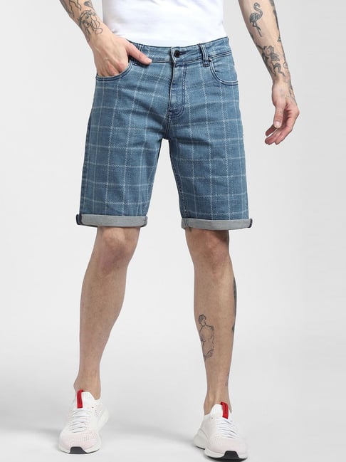 Jack & Jones Medium Blue Checks Shorts