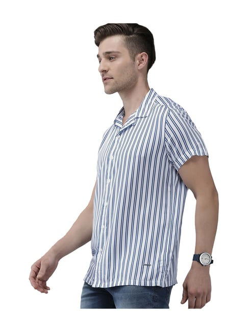 Buy The Bear House White Striped Shirt for Men Online @ Tata CLiQ