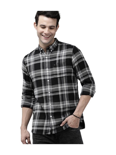 The Bear House Grey Slim Fit Checks Shirt