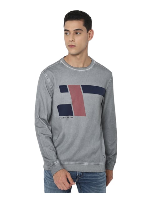 Allen Solly Grey Cotton Regular Fit Printed Sweatshirt-picture-45