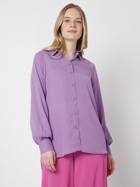 Lavender Pleated OverShirt And Pants Combo Set | Fugazee – FUGAZEE