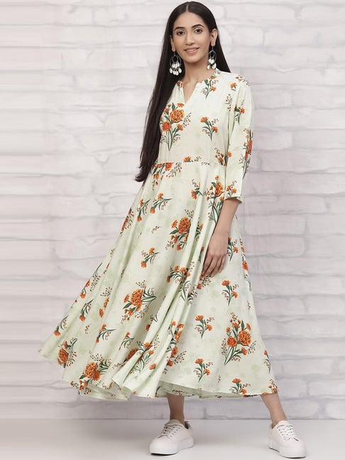 Rangriti Green Printed Maxi Dress Price in India