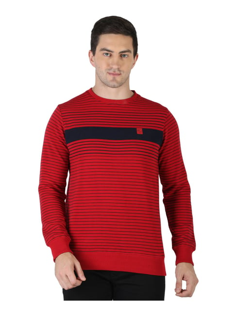 Monte Carlo Red  Regular Fit Striped Polo T-Shirt