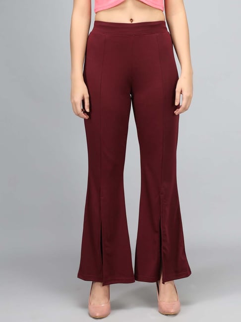 Kotty Maroon Flared Fit Pants-picture-32
