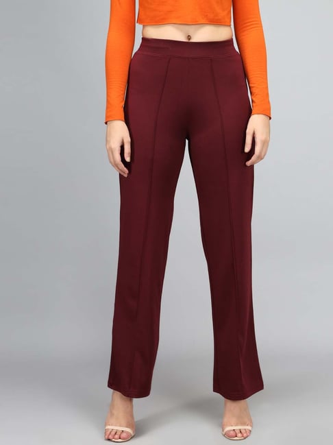 Kotty Maroon Flared Fit Pants-picture-13