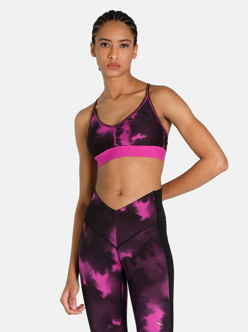 Puma Pink & Black Non Wired Padded Sports Bra