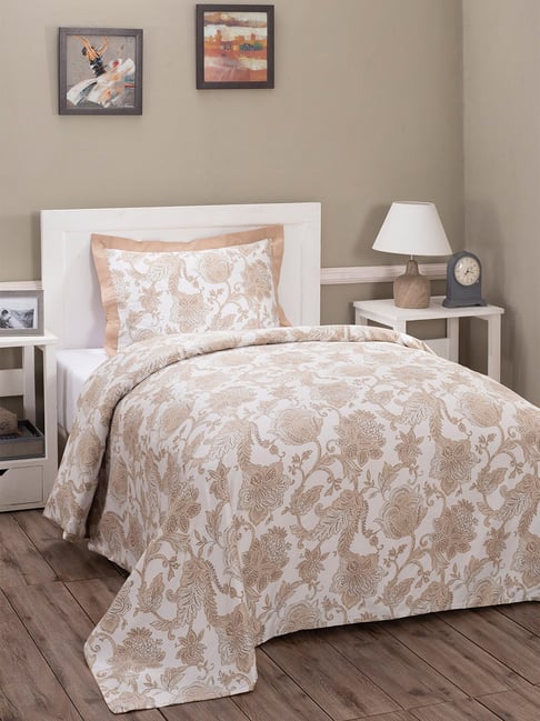 Maspar Beige Cotton Single Duvet Cover with 1 Pillow Case-image-7