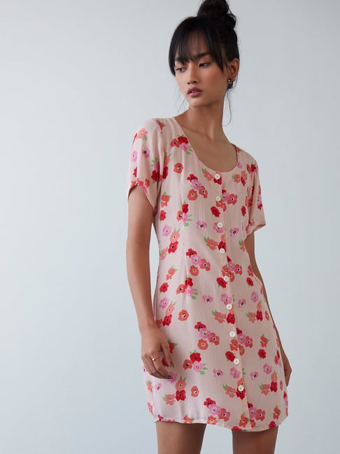 Nuon by Westside Pink Floral Pressie Dress Price in India