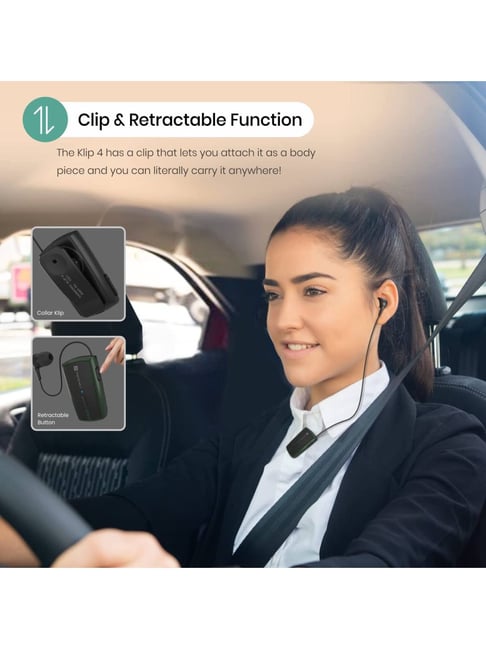 Portronics Harmonics Klip Retractable Bluetooth Earphone (Green)