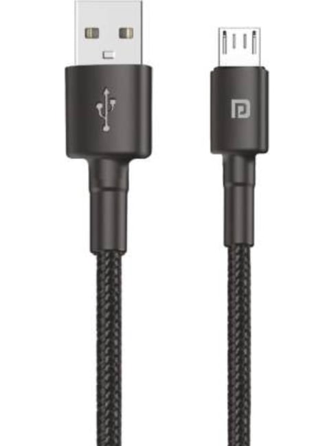 Portronics 1M USB to Micro Cable with PVC Heads (Black)