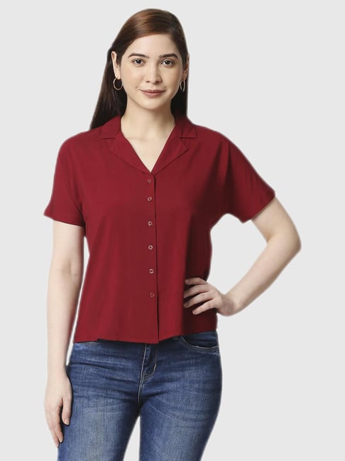 Lee Cooper Maroon Regular Fit Shirt Price in India